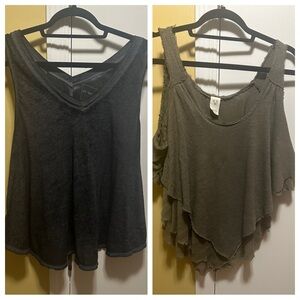 We The Free/Free People Bundle: Charcoal Black and Olive Size Medium Tank Tops.